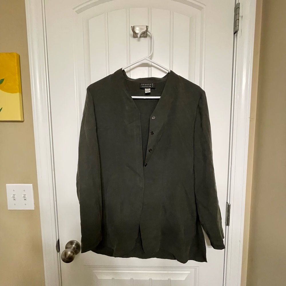Spenser Jeremy Silk Cool Blouse Button Up S Small